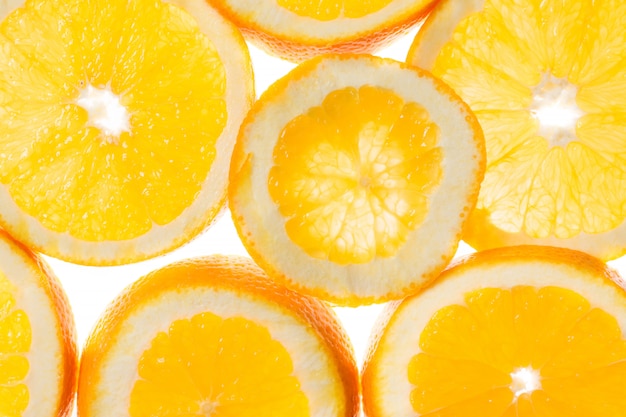 Slices of orange background, view in backlight