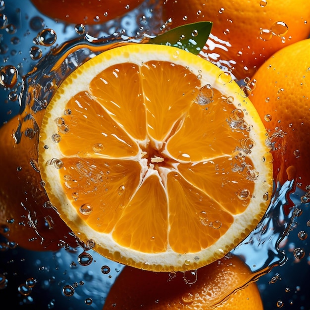 Slices of orange with water drops Generative AI