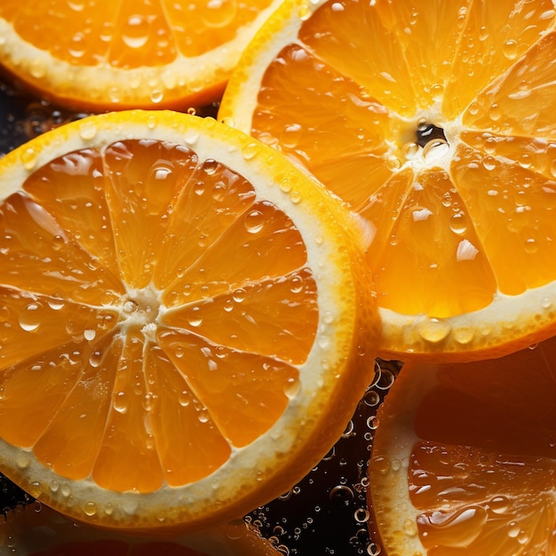 Slices of orange with water drops Generative AI