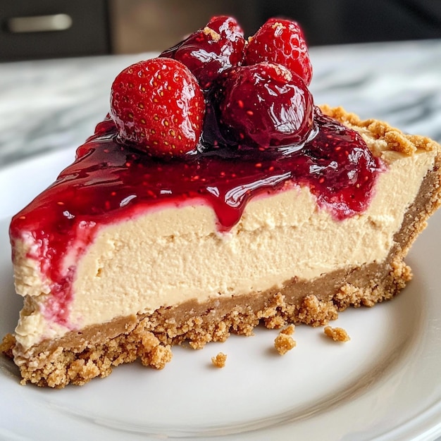 Photo slices of peanut butter and jelly cheesecake cake