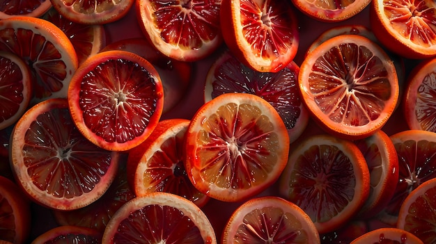 Photo slices of red and orange fruit as background