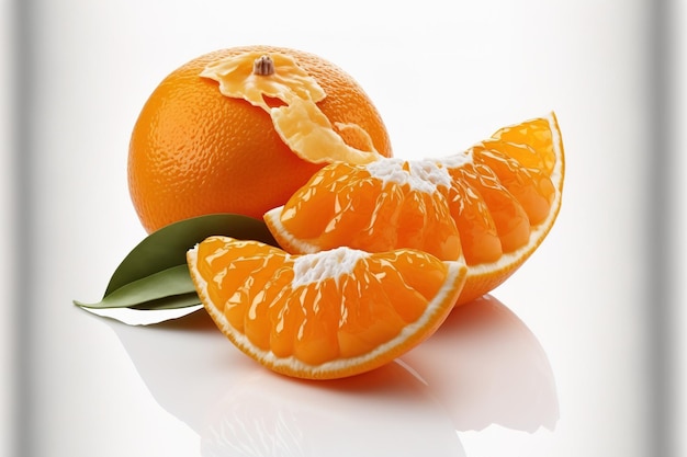 Slices of tangerines isolated on a white background