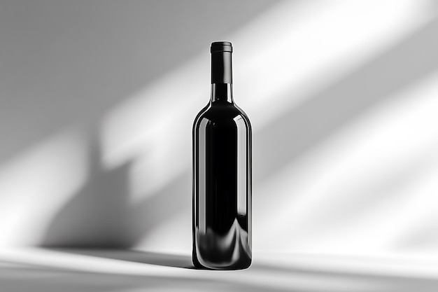 Photo slim wine bottle with glossy finish natural shadows