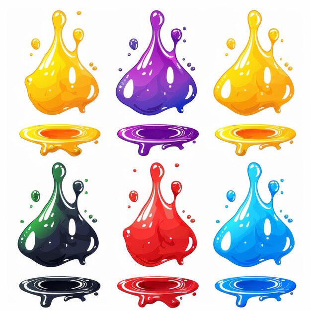 Slime toy icon mucus symbol color acrylic paint cream splash elastic goop viscous elastic paste