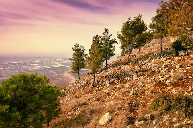 Slope of Mount Precipice in autumn Lower Galilee Israel