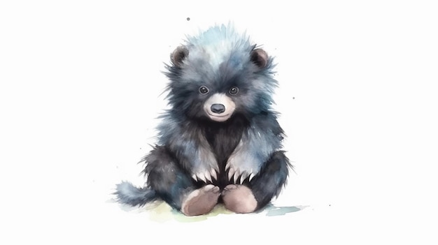 Sloth bear Watercolor painting design Generative Ai