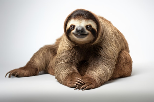 a sloth is sitting on the floor and smiling