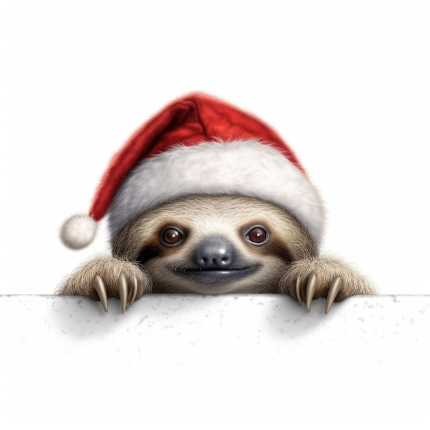 Sloth wearing Santa Hat