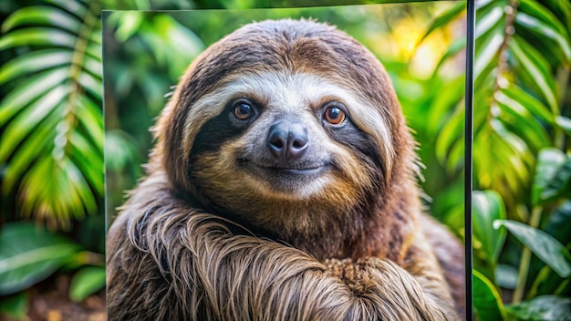 a sloth with a smile on its face