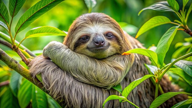 Photo a sloth with a smile on its face