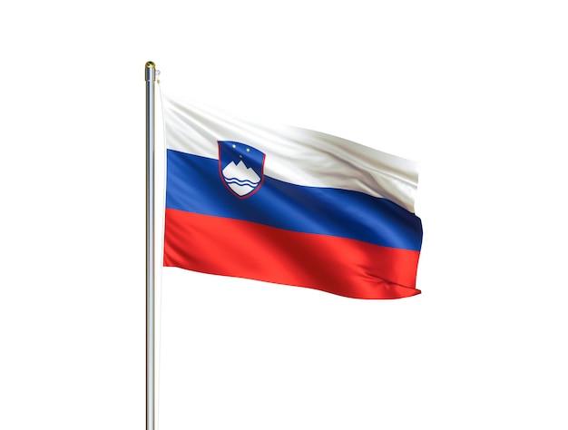 Slovenia national flag waving in isolated white background Slovenia flag 3D illustration