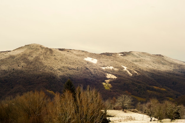 Slovenian mountains covered by snow