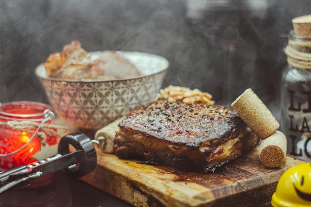 slow cooked pork ribs with triple cooked potatoes