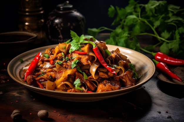 SlowCooked Thai Drunken Noodles thai Food Photo