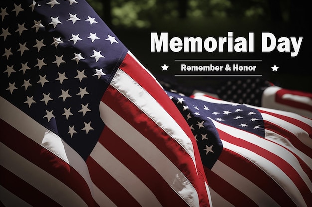 Small American flags and headstones at National cemetary Memorial Day display