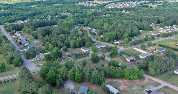 Small american town boiling springs of above aerial view sleeping area in south carolina us