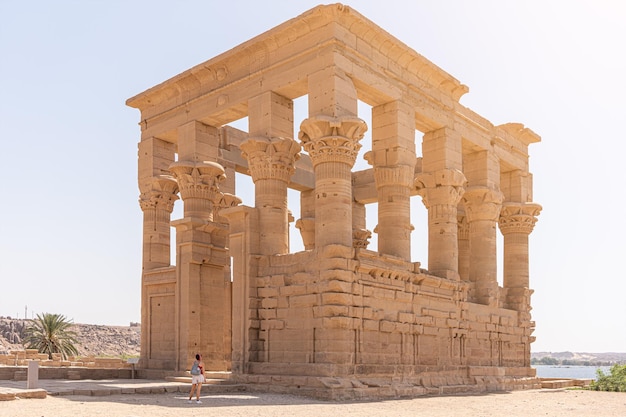 Small ancient egyptian temple facing the river