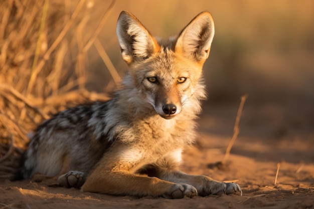 a small animal laying down in the dirt