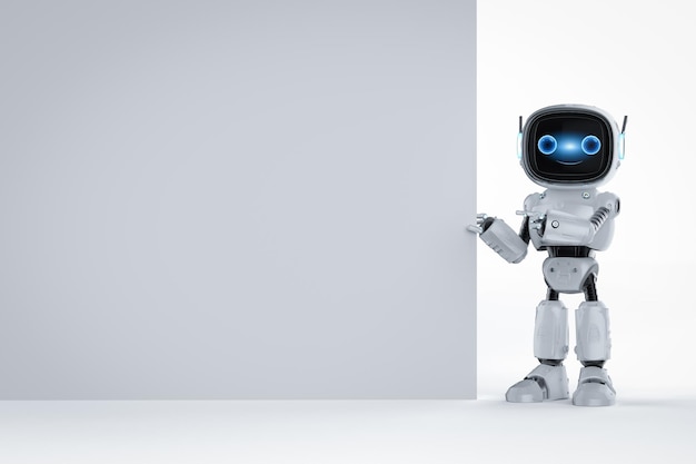 Small assistant robot with white empty space