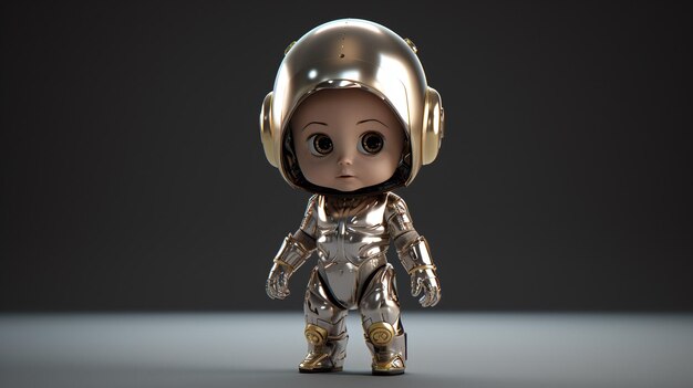 Photo a small astronaut is wearing a helmet and has an arrow on it