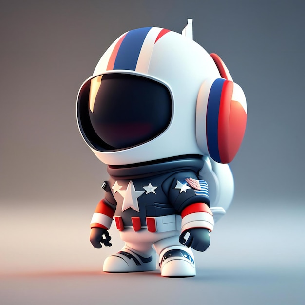 a small astronaut is wearing a helmet and has a star on it.