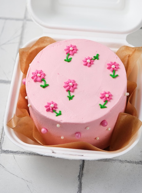 Small bento cake as a gift for the holiday Korean style cakes in a box for one person