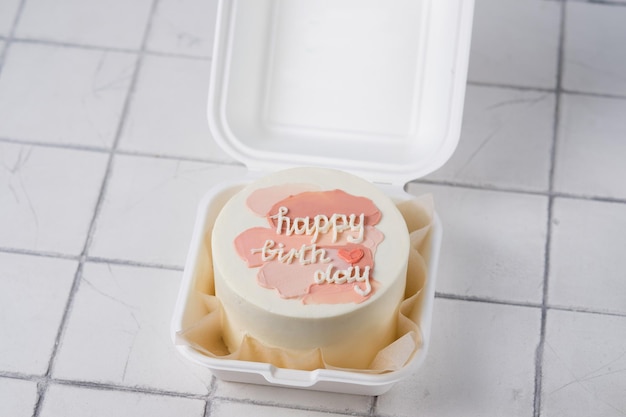 Small bento cake as a gift for the holiday Korean style cakes in a box for one person