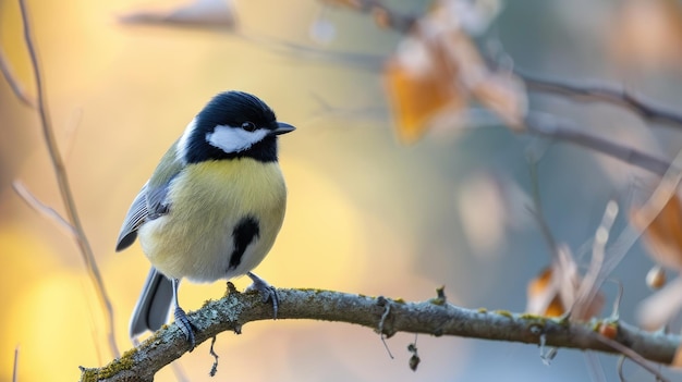 Small bird is perched on branch