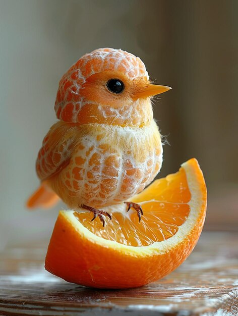 Photo a small bird is sitting on an orange