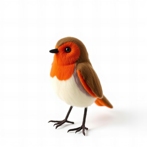 a small bird is standing on a white background