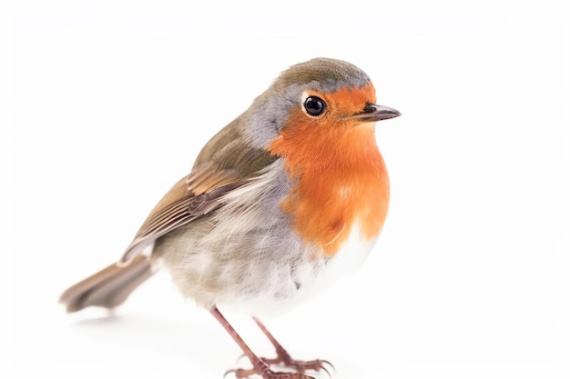 A small bird with a red breast and orange feathers