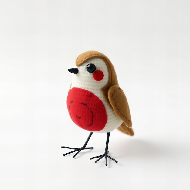 a small bird with a red heart on its head