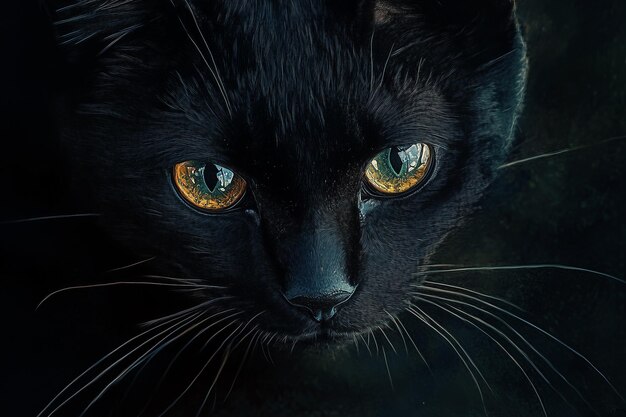 Photo small black cat close up