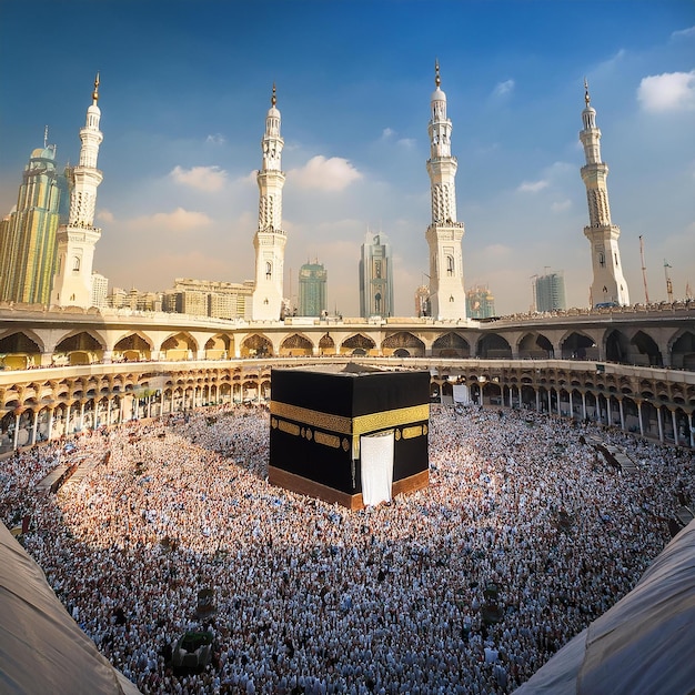 a small black and white mosque with a black box on top of it in the Kaaba at Makkah Saudi Arabia