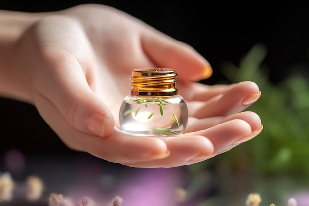 A small bottle of lavender in a hand