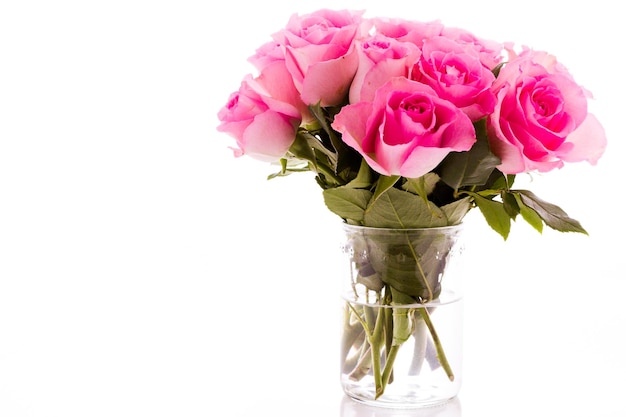 Small bouquet of fresh pink roses.