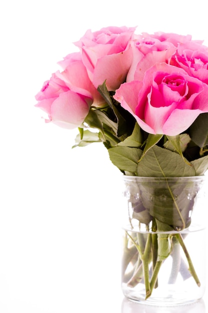 Small bouquet of fresh pink roses.