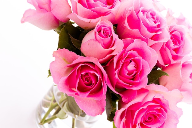 Small bouquet of fresh pink roses.