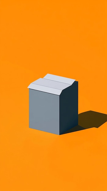 Photo a small box sitting on an orange background