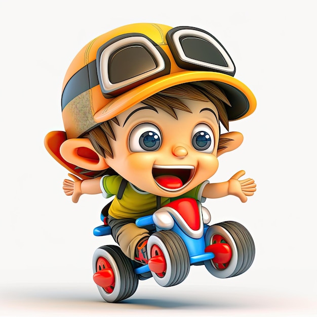 Small boy on colorful background funny cartoon character school kid 3d Generative AI