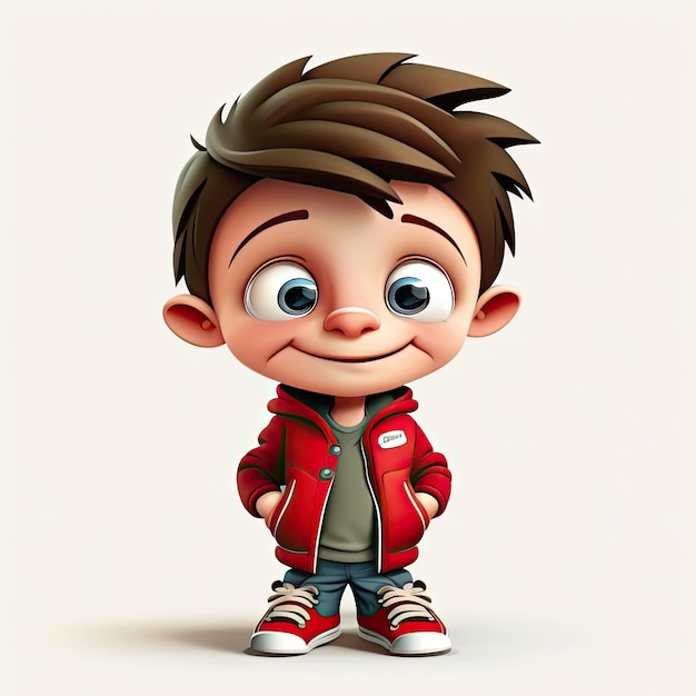 Small boy on colorful background funny cartoon character school kid 3d Generative AI