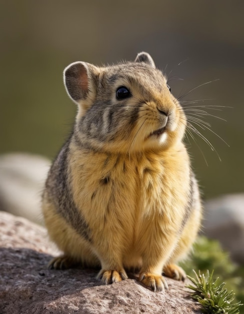 Photo a small brown squirrel is sitting on a rock and looking at the camera