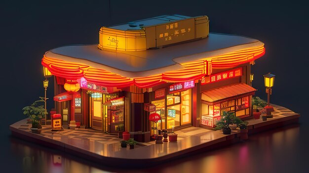 A small building with a neon sign that says'chinese restaurant'on it