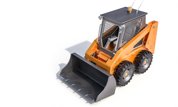 Small bulldozer on the white surface