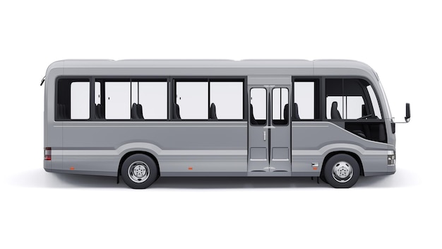 Small bus for urban and suburban for travel Car with empty body for design and advertising 3d illustration