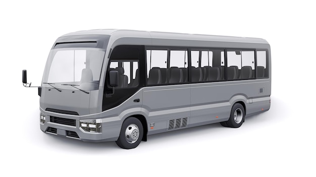 Small bus for urban and suburban for travel Car with empty body for design and advertising 3d illustration