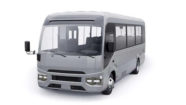 Small bus for urban and suburban for travel Car with empty body for design and advertising 3d illustration