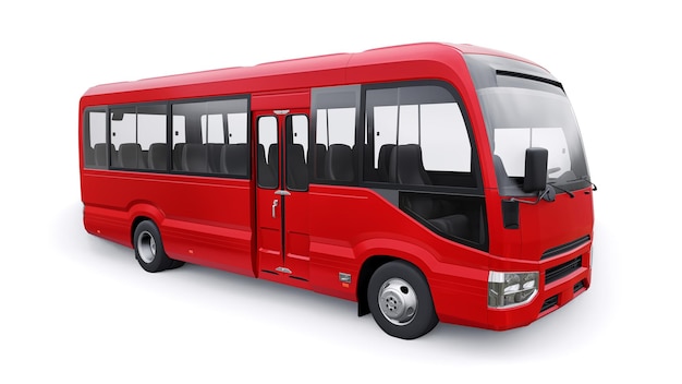 Small bus for urban and suburban for travel Car with empty body for design and advertising 3d illustration