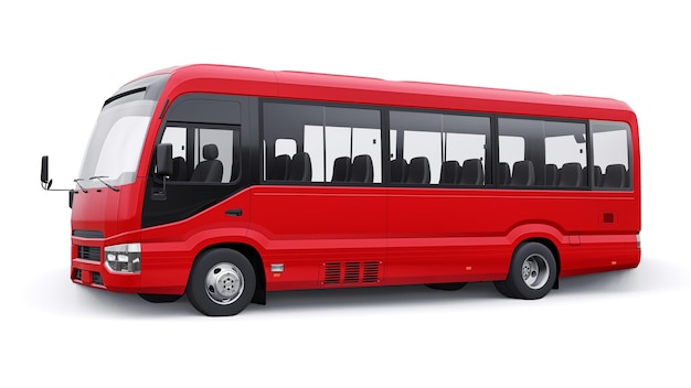 Small bus for urban and suburban for travel Car with empty body for design and advertising 3d illustration