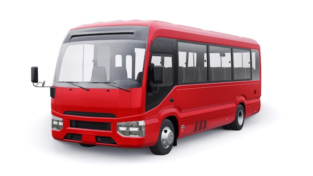 Small bus for urban and suburban for travel Car with empty body for design and advertising 3d illustration